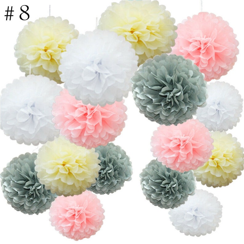16 Pack Rainbow Tissue Paper Pom Poms Flower Balls Wedding Etsy