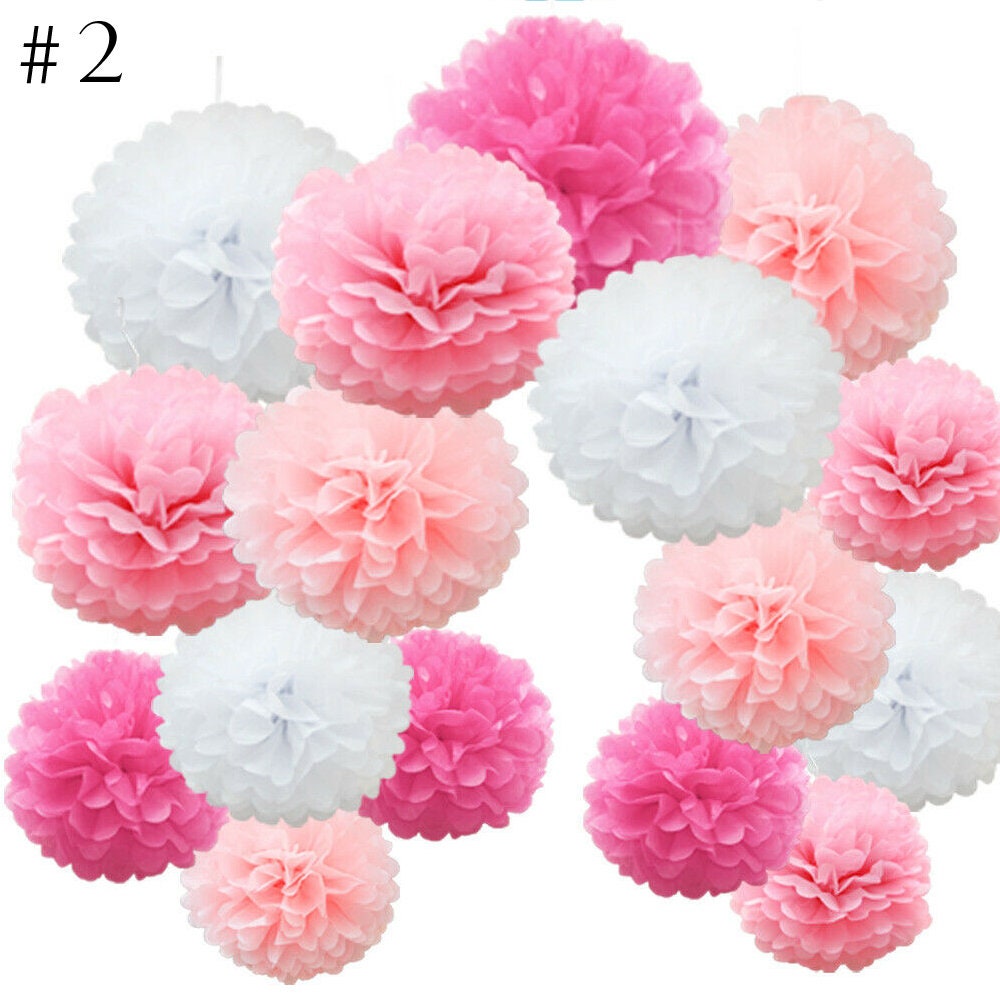 16 Pack Rainbow Tissue Paper Pom Poms Flower Balls Wedding Etsy