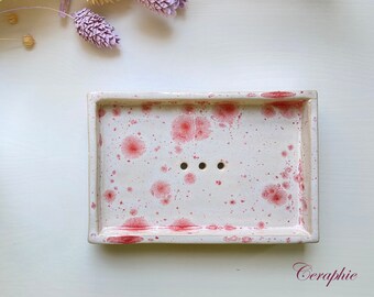 12 x 8 cm square soap dish with holes "Marie" made of ceramic