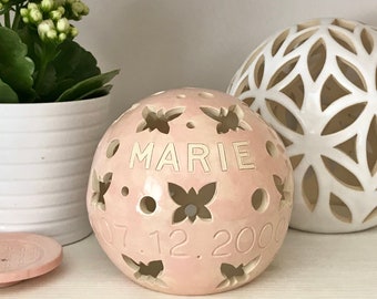 Birth lamp, christening lamp "Marie" 11 cm, 16 cm, 20 cm diameter