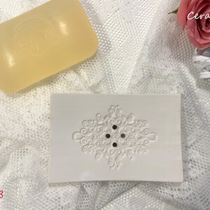 11 x 7 cm square soap dish with holes with a symmetrical pattern made of ceramic image 4