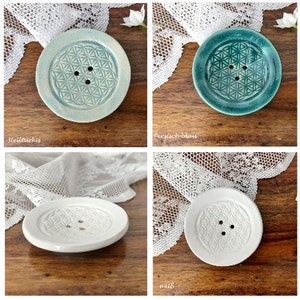 7 cm small round soap dish with ceramic drain Persisch blau
