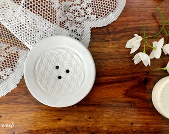 7cm kleine runde Seifenschale mit Ablauf aus Keramik