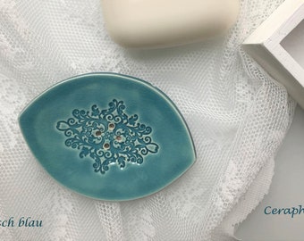 13 x 9 cm oval ceramic soap dish with holes