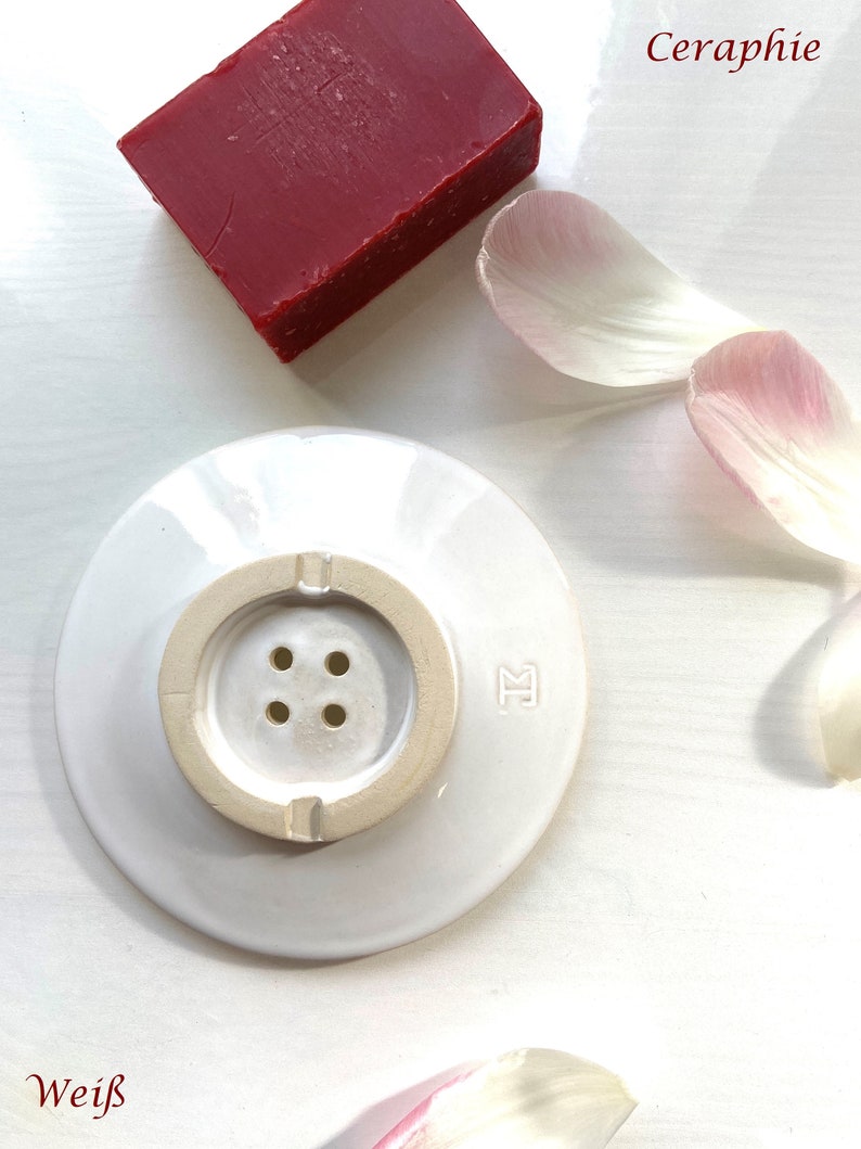 9.5 cm round ceramic soap dish with holes image 4