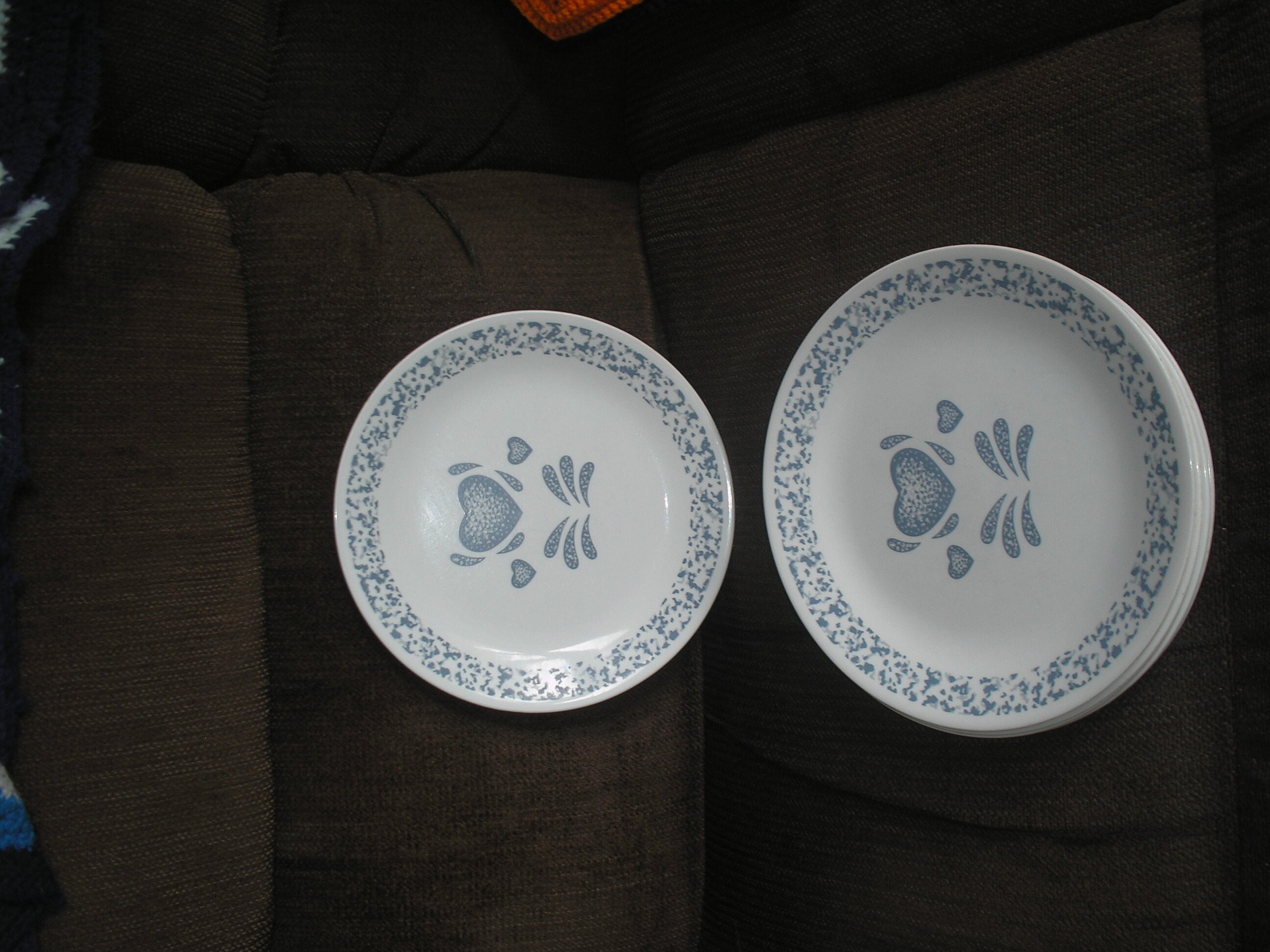 Vintage Corelle Blue Sponge Heart Eight Dinner Plates Etsy