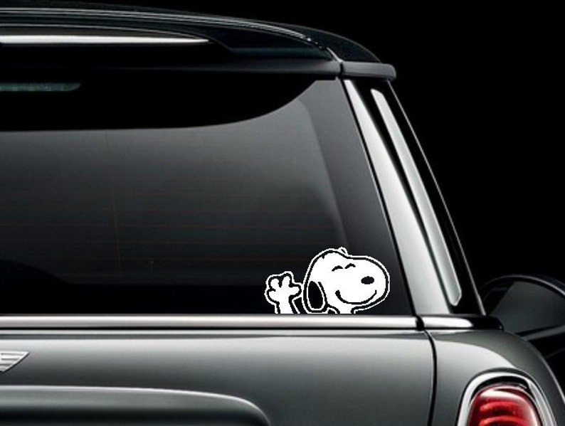 Snoopy Waving Custom Car Truck Van Window or Bumper Sticker Etsy