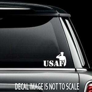 USAF Salute Silhouette Car Truck Van Window or Bumper Sticker Vinyl Decal