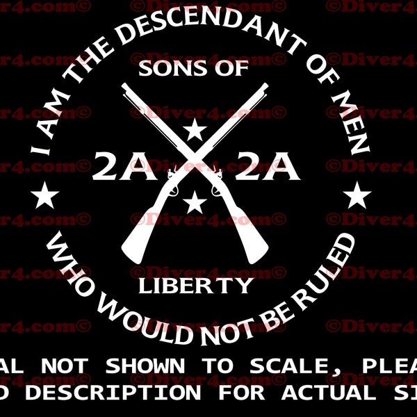 Round Sons Of Liberty Descendant Of Men Who Would Not Be Ruled Second Amendment Car Truck Van Window or Bumper Sticker Vinyl Decal