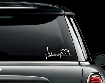 Jesus in  a Heartbeat Christian Custom Car Truck Van Window or Bumper Sticker Vinyl Decal