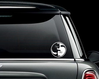 Cat Yin Yang Custom Car Truck Van Window or Bumper Sticker Vinyl Decal