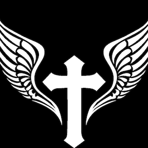 Cross with Wings  Custom Car Truck Van Window or Bumper Sticker Vinyl Decal