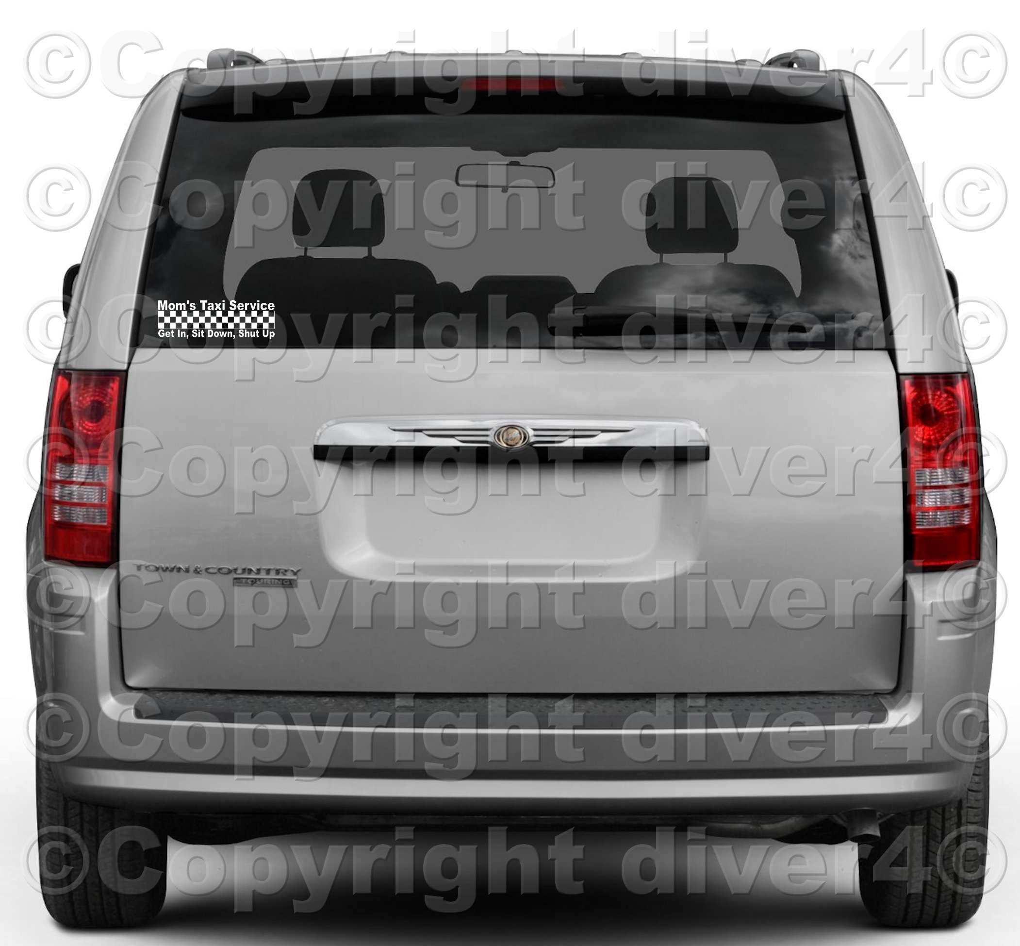 Mom's Taxi Service Get In, Sit Down, Shut Up Die Cut Minivan Car Truck Vinyl Window Decal Bumper Sticker