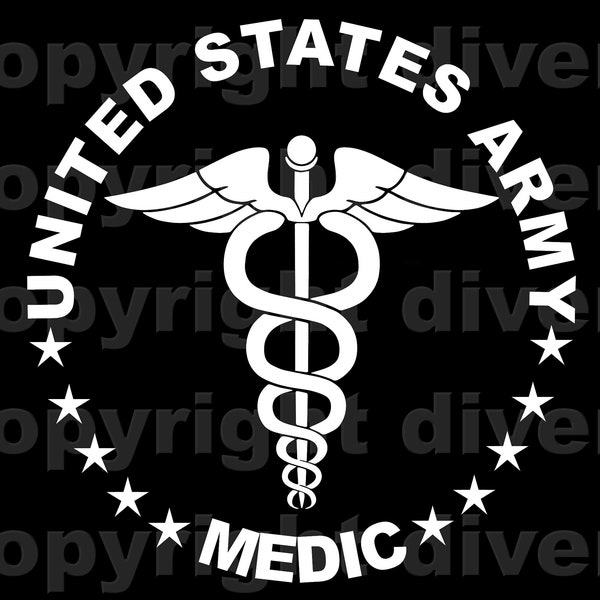 US Army Medic with Caduceus Custom Car Truck Van Window or Bumper Sticker Vinyl Decal