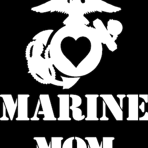 Marine Mom EGA with Heart USMC Custom Car Truck Van Window or Bumper Sticker Vinyl Decal