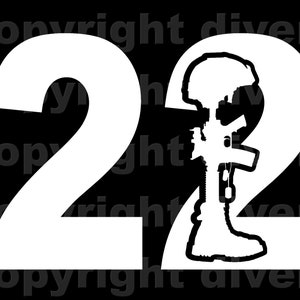 22kill Decal 22 A Day With Fallen Soldier Military Cross Car Truck Van Window or ...