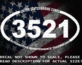 US Marine Corps 3521 Automotive Maintenance Technician MOS Car Van Truck Sticker Cut Vinyl Decal