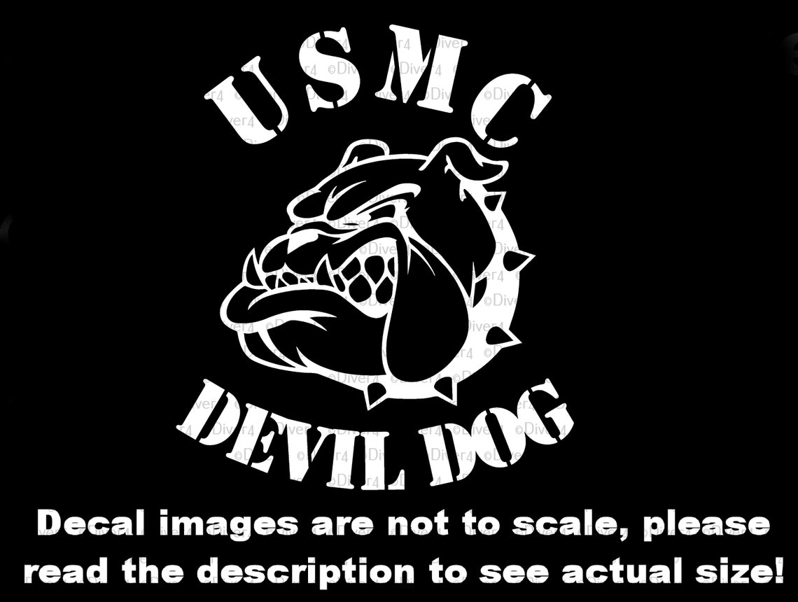 US Marine Corps USMC Devil Dog Bulldog Chesty Head Car Truck Van Window ...