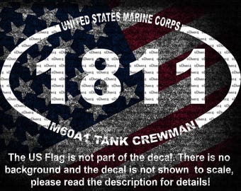 US Marine Corps 1811 M60A1 Tank Crewman MOS Oval Car Van Truck Decal Cut Vinyl Decal