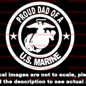 Proud Dad Of A US Marine Truck Van Window Decal or Bumper Sticker Vinyl Decal