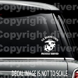 US Marine Corps Proudly Served EGA Custom Car Truck Van Window or Bumper Sticker Vinyl Decal