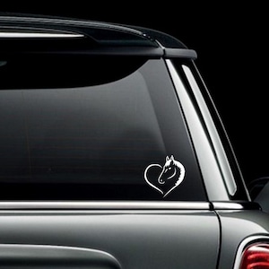 Horse Head in a Heart Custom Car Truck Van Window or Bumper Sticker Vinyl Decal