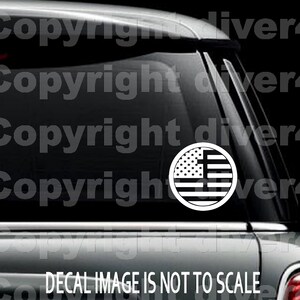 Round US Flag with Cross in itCar Truck Van Window or Bumper Sticker Vinyl Decal