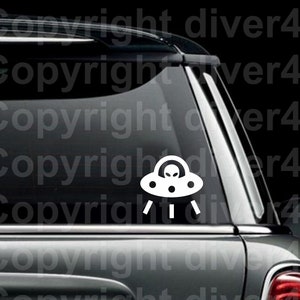 Flying Saucer UFO Alien Car Truck Van Window or Bumper Sticker Vinyl Decal