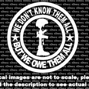Round We Don&#39;t Know Them All But We Owe Them All Military Cross Car Truck Van Window Decal or Bumper Sticker Vinyl Decal