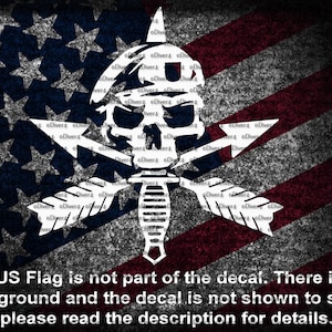 This is a custom US Army Green Beret Skull Special Forces Die Cut Vinyl Decal