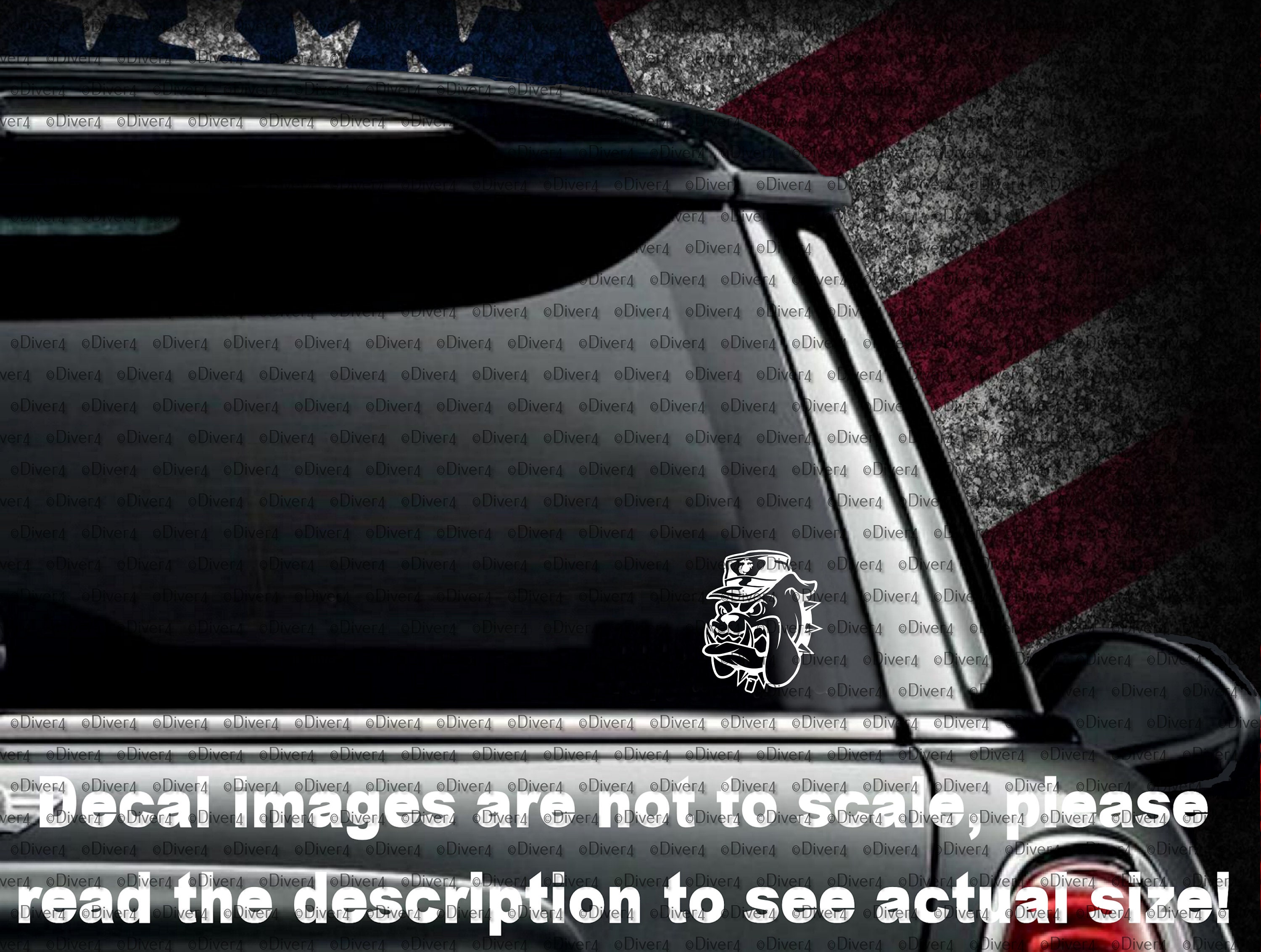 thumbnail interactive-video image 1 of USMC Bulldog Chesty Full Body Decal – Marine Corps Bumper Sticker, Made In USA 1 of 2