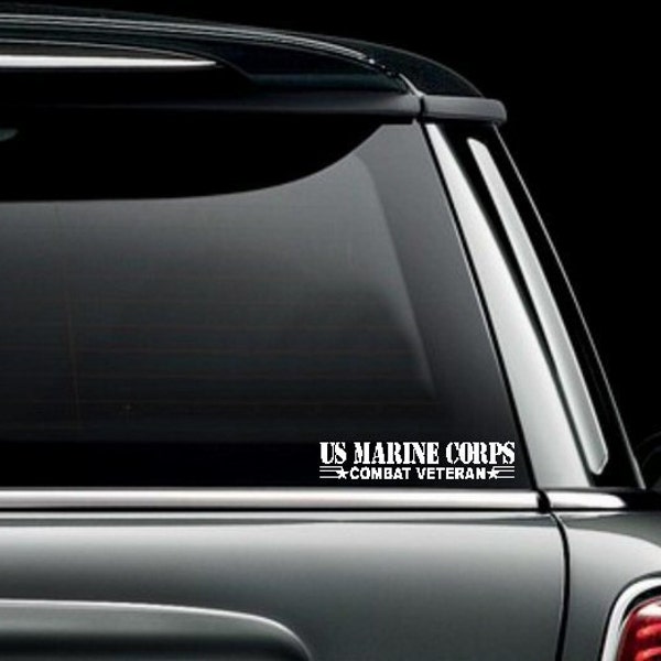 Combat Veteran US Marine Corps Car Truck Van Window or Bumper Sticker Vinyl Decal