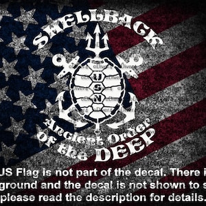 US Navy Shellback Ancient Order Of the Deep with Shell Die Cut Vinyl Decal