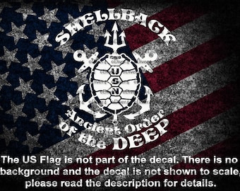 US Navy Shellback Ancient Order Of the Deep with Shell Die Cut Vinyl Decal