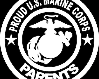 Proud US Marine Corps Parents Die Cut Vinyl Decal Bumper Sticker