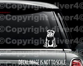 Sitting Pug with tilted head Car Truck Van Window or Bumper Sticker Vinyl Decal