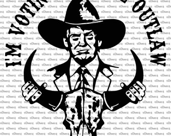 I'm Voting For The Outlaw Trump Bull By The Horns in Cowboy Hat Car Van Truck Sticker Cut Vinyl Decal Trump 2024