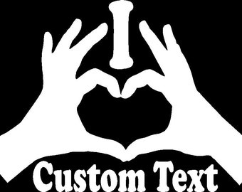 I Heart (Hands) Custom Text Car Truck Van Window or Bumper Sticker Vinyl Decal