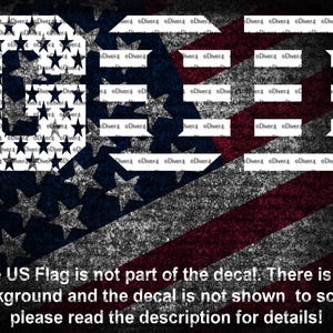 May include: A white decal featuring the letter G with a star-filled pattern, overlaid on a textured American flag background. The decal includes repeating text that reads eDiver4. The image includes a disclaimer about the flag background.