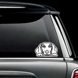 Peeking Dachshund Custom Car Truck Van Window or Bumper Sticker Vinyl Decal