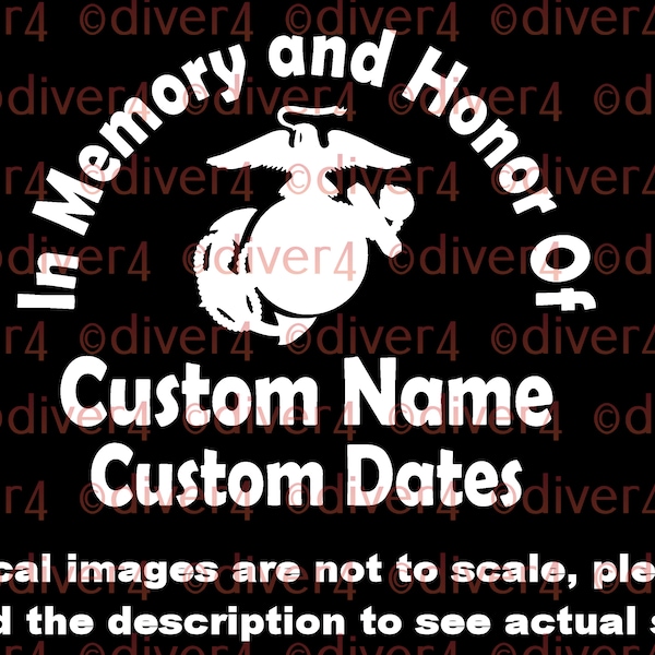 In Memory and Honor of US Marine Corps Memorial with EGA Truck Van Window Decal or Bumper Sticker Vinyl Decal