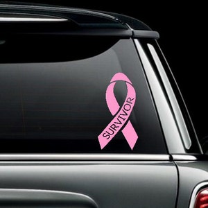 Breast Cancer Survivor Ribbon Custom Car Truck Van Window or Bumper Sticker Vinyl Decal