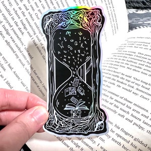 Bookish Hourglass - Holographic Vinyl Sticker - Books, Reader, Bookworm, Fantasy