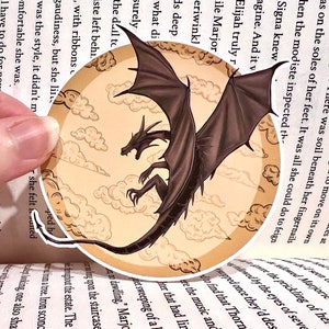 Dragon Flight Matte Sticker - Fourth Wing Inspired  - Kindle/Journal Sticker - Dragons, Fantasy, Clouds, Reader, Bookish, Bookworm