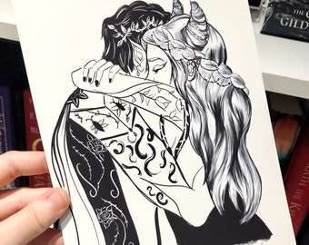 Cardan and Jude (A4) - Archival Fine Art Print - The Cruel Prince - The Folk of The Air