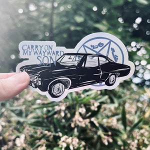 Carry On My Wayward Son - Holographic Vinyl Sticker - Impala, Supernatural, Occult, Journal, Kindle Sticker