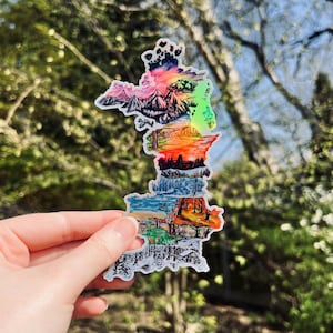 Sticker carte Prythian - sous licence officielle - Sticker ACOTAR - Sticker vinyle holographique, carte fantastique, Sarah J. Maas, Feysand, Velaris