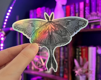 Lunar Moth Holographic Sticker - Fantasy, Journal, Decor, Laptop/Kindle Sticker