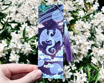 Holographic Moon Dragon Bookmark: Soft Touch Finish, When The Moon Hatched Inspired, Fantasy