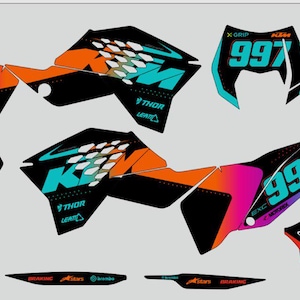 Custom KTM Motorcycle Decals, Protective Vinyl Stickers, Enduro Supercross Graphics 17